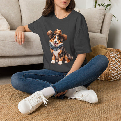 Cowboy Dog T-Shirt — Cute Australian Shepherd in Hat