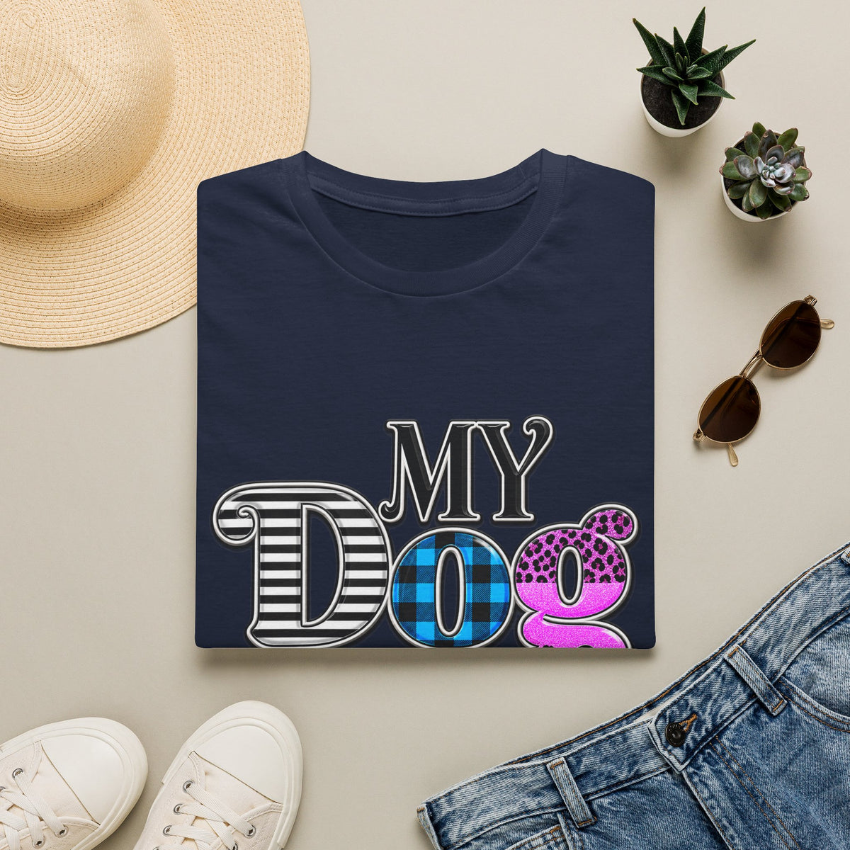 My Dog Is My Heart T-Shirt — Colorful Plaid