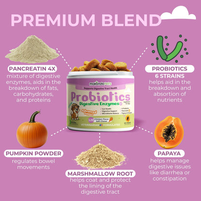 Dog Probiotics Chews with Pumpkin & Enzymes