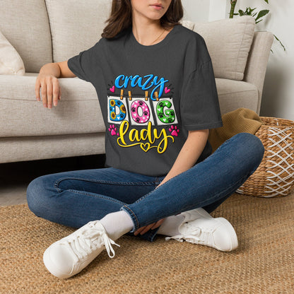 Crazy Dog Lady T-Shirt — Cute Floral & Paw Print Design