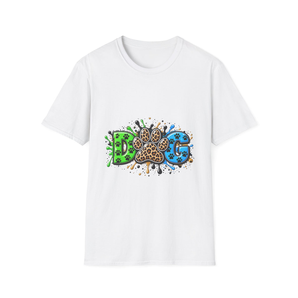 Dog Paw Splash T-Shirt Leopard Print Paw Graphic