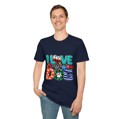 I Love My Dog Colorful Paw Heart T-Shirt