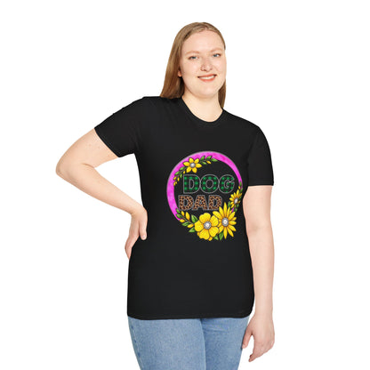 Dog Dad T‑Shirt — Floral Plaid Pet Lover Tee