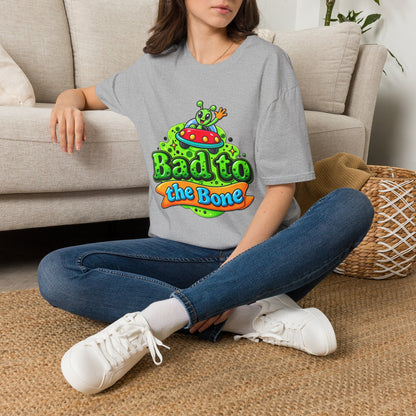 Bad to the Bone Alien T-Shirt — Cute UFO Cartoon Tee
