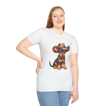 Cowboy Pup T‑Shirt  Cute Dachshund in Western Hat