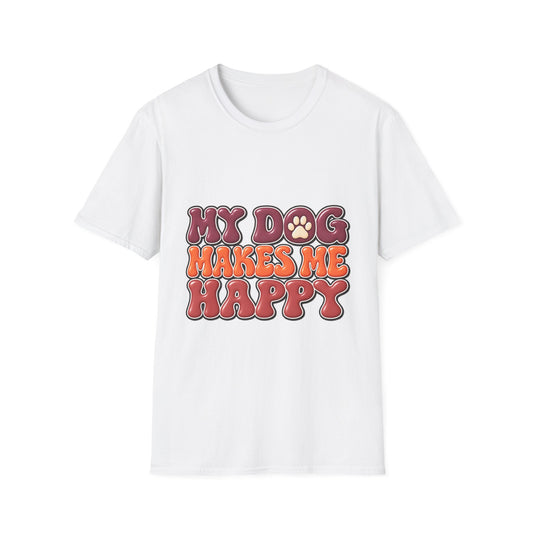 My Dog Makes Me Happy" Retro Paw Graphic