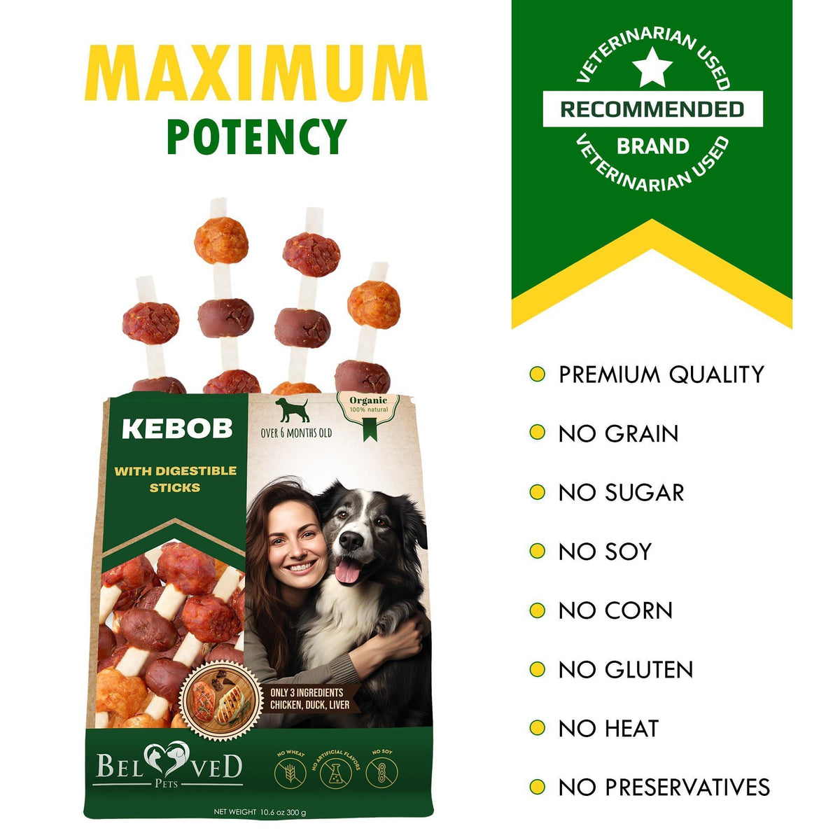 Kabobs Duck & Chicken Dog Treats – Grain-Free Chews