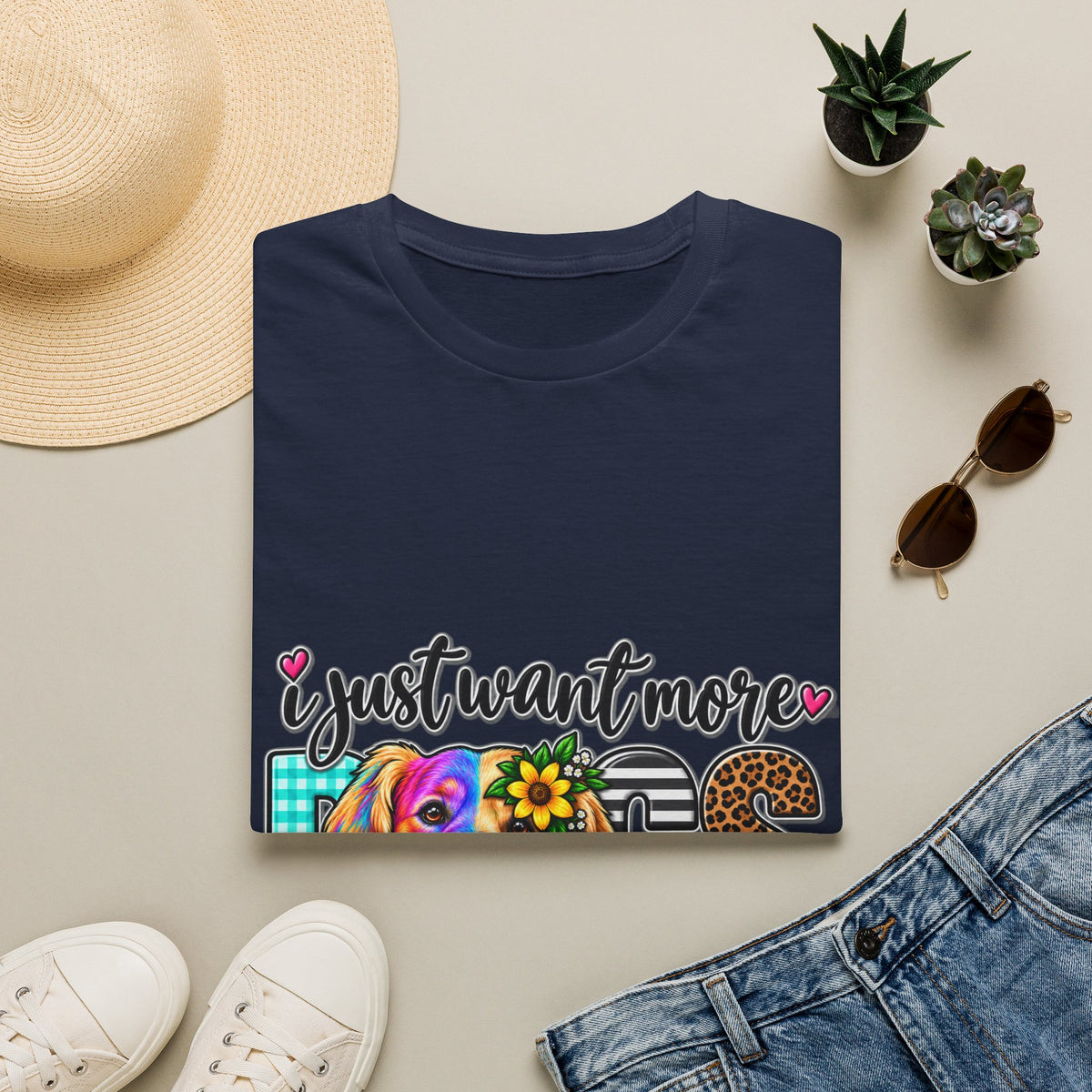 I Just Want More Dogs T-Shirt — Colorful Floral Dog Design