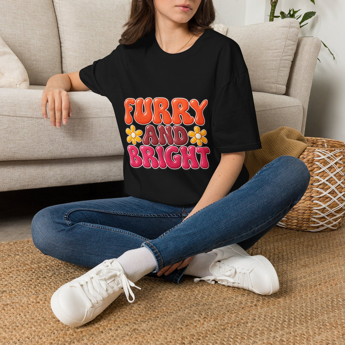 Furry and Bright Retro Floral T‑Shirt