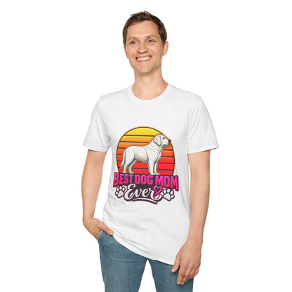 Best Dog Mom Ever T-Shirt – Retro Sunset Labrador Dog Mom Gift
