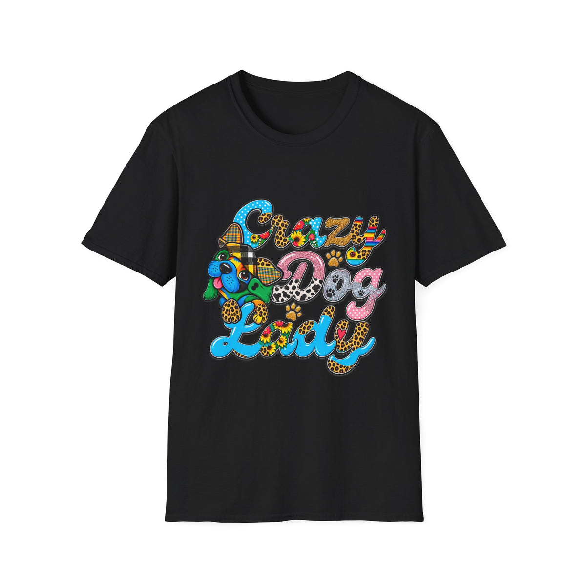 Crazy Dog Lady T-Shirt — Colorful Retro Dog Lover Tee