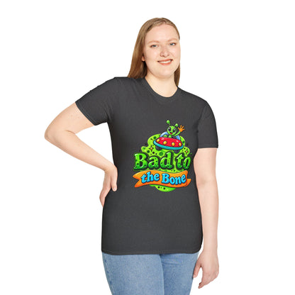 Bad to the Bone Alien T-Shirt — Cute UFO Cartoon Tee
