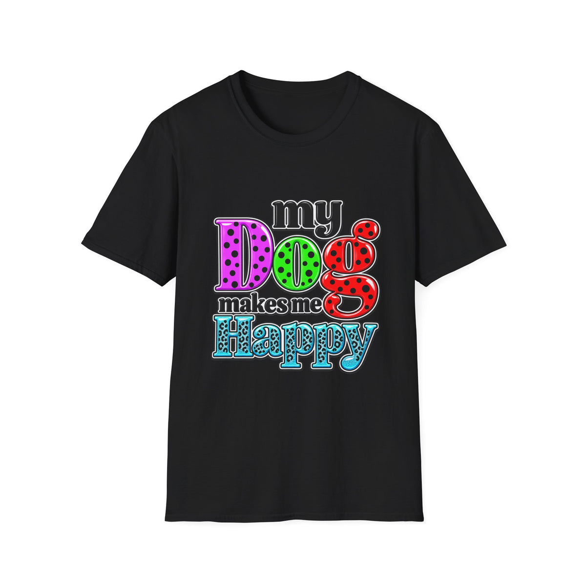My Dog Makes Me Happy Colorful Retro Graphic