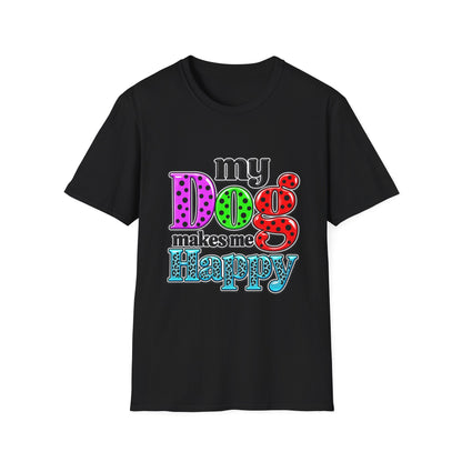 My Dog Makes Me Happy Colorful Retro Graphic