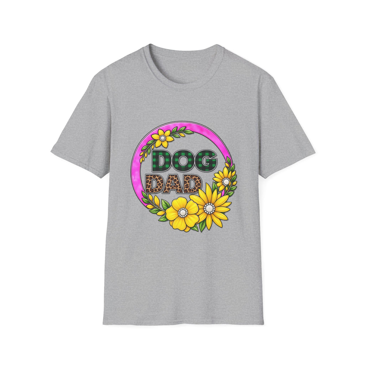Dog Dad T‑Shirt — Floral Plaid Pet Lover Tee