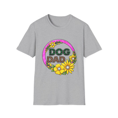 Dog Dad T‑Shirt — Floral Plaid Pet Lover Tee