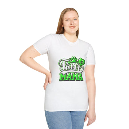 Dog Mama T-Shirt — "Fur Mama" Green Paw Print Tee