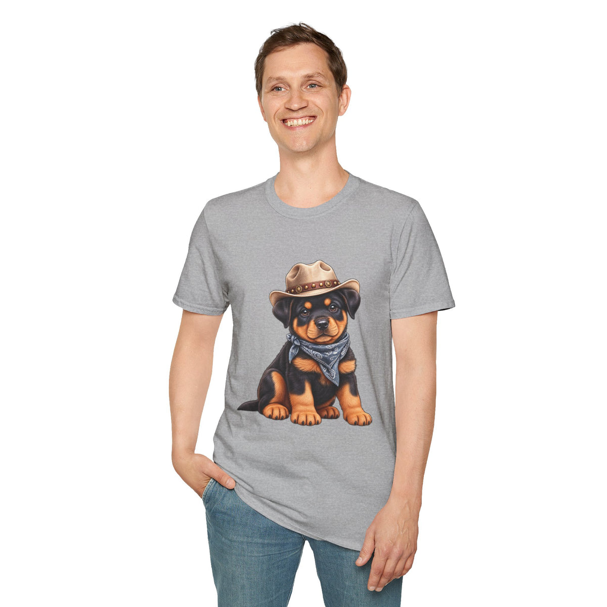 Cowboy Rottweiler T-Shirt Cute Puppy in Cowboy Hat
