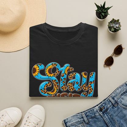 T-Shirt — "Stay Pawsitive" Floral Leopard Dog Graphic Tee