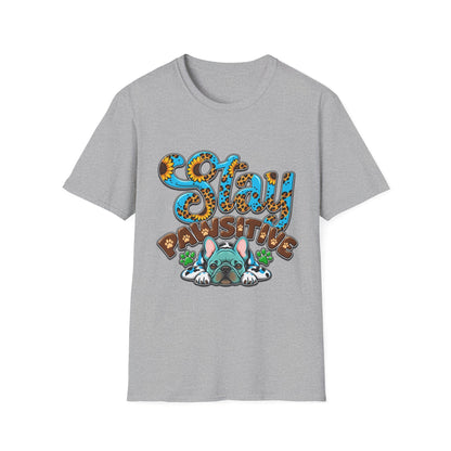 T-Shirt — "Stay Pawsitive" Floral Leopard Dog Graphic Tee
