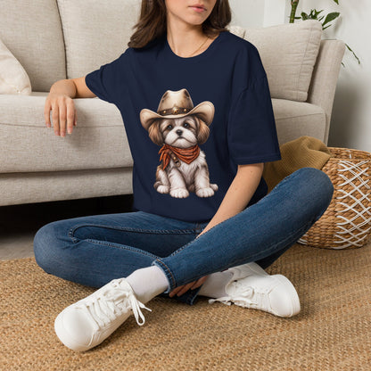 Cute Shih Tzu in Western Hat & Bandana