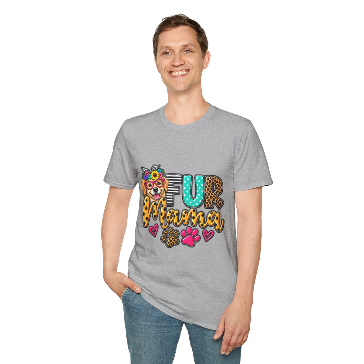 Fur Mama Leopard Dog Paw Graphic T-Shirt