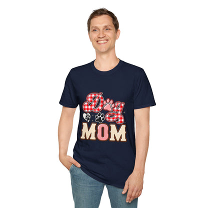 Dog Mom T-Shirt — Red Gingham Paw Graphic Tee