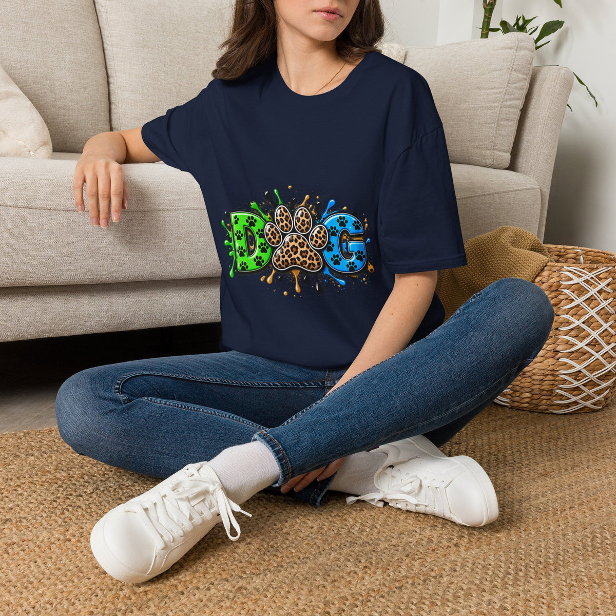 Dog Paw Splash T-Shirt Leopard Print Paw Graphic