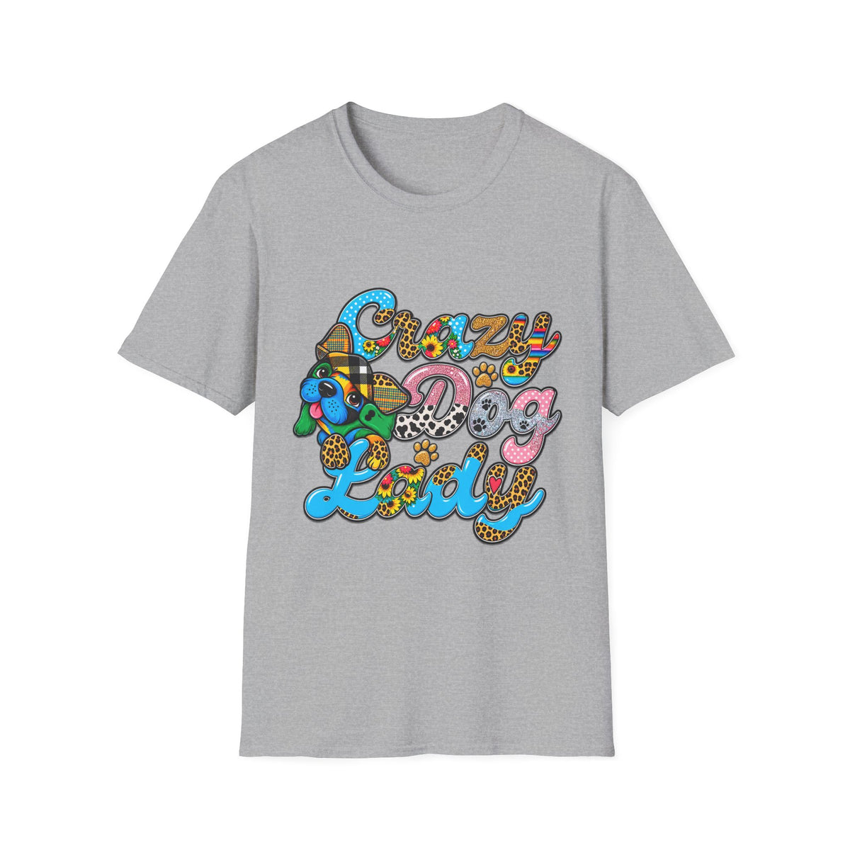 Crazy Dog Lady T-Shirt — Colorful Retro Dog Lover Tee