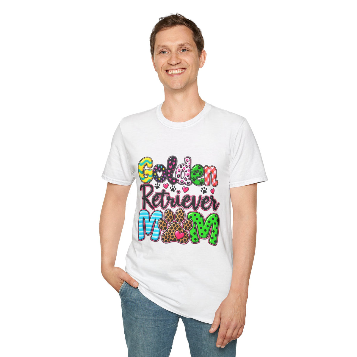 Golden Retriever Mom T-Shirt — Paw Print Dog Lover Tee