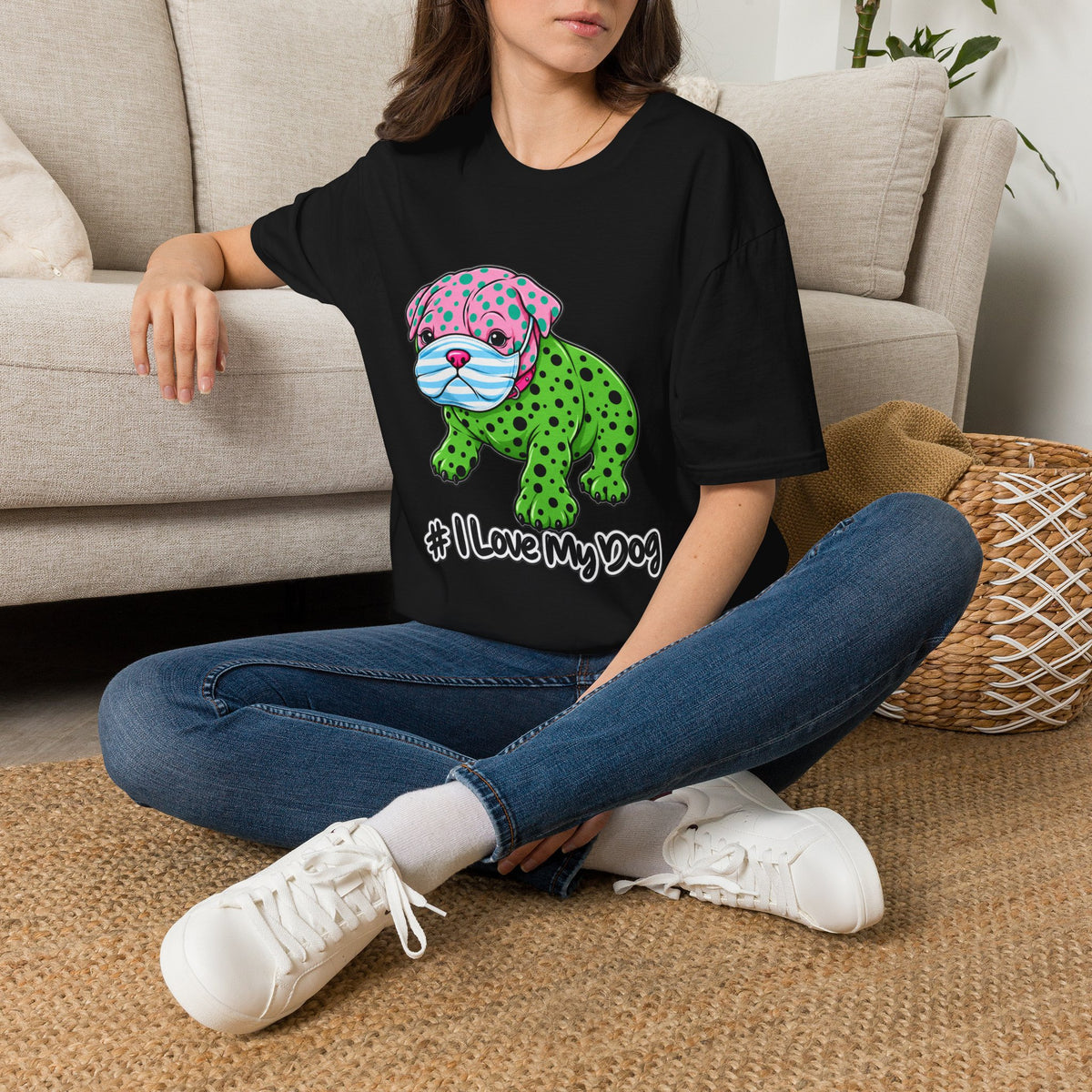 I Love My Dog T-Shirt — Colorful Polka Dot Puppy