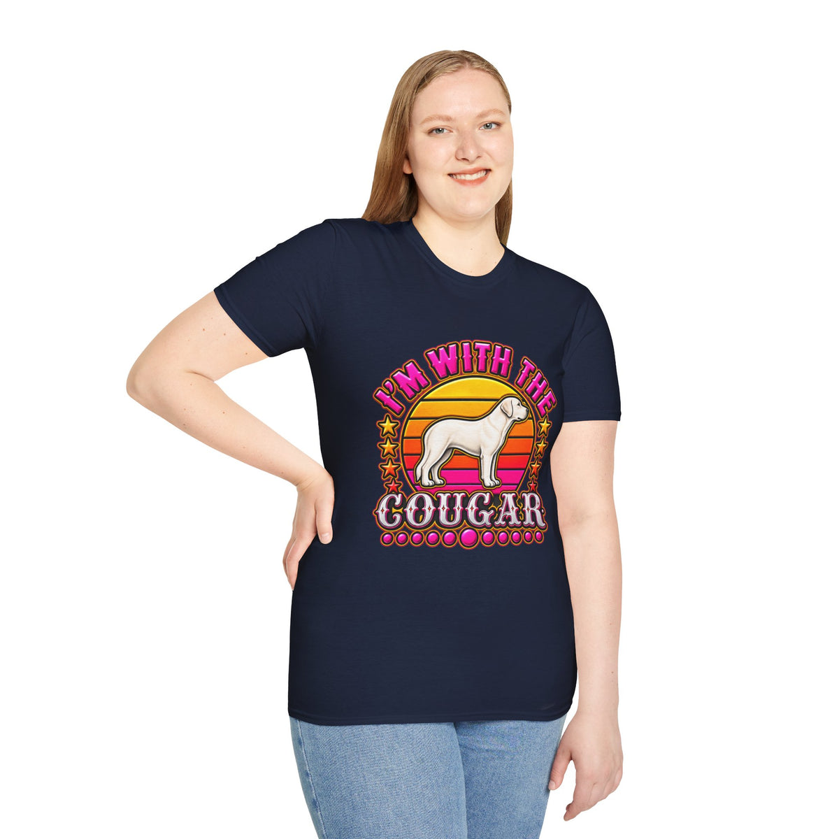 I'm With the Cougar T-Shirt – Retro Sunset Cougar Graphic Tee