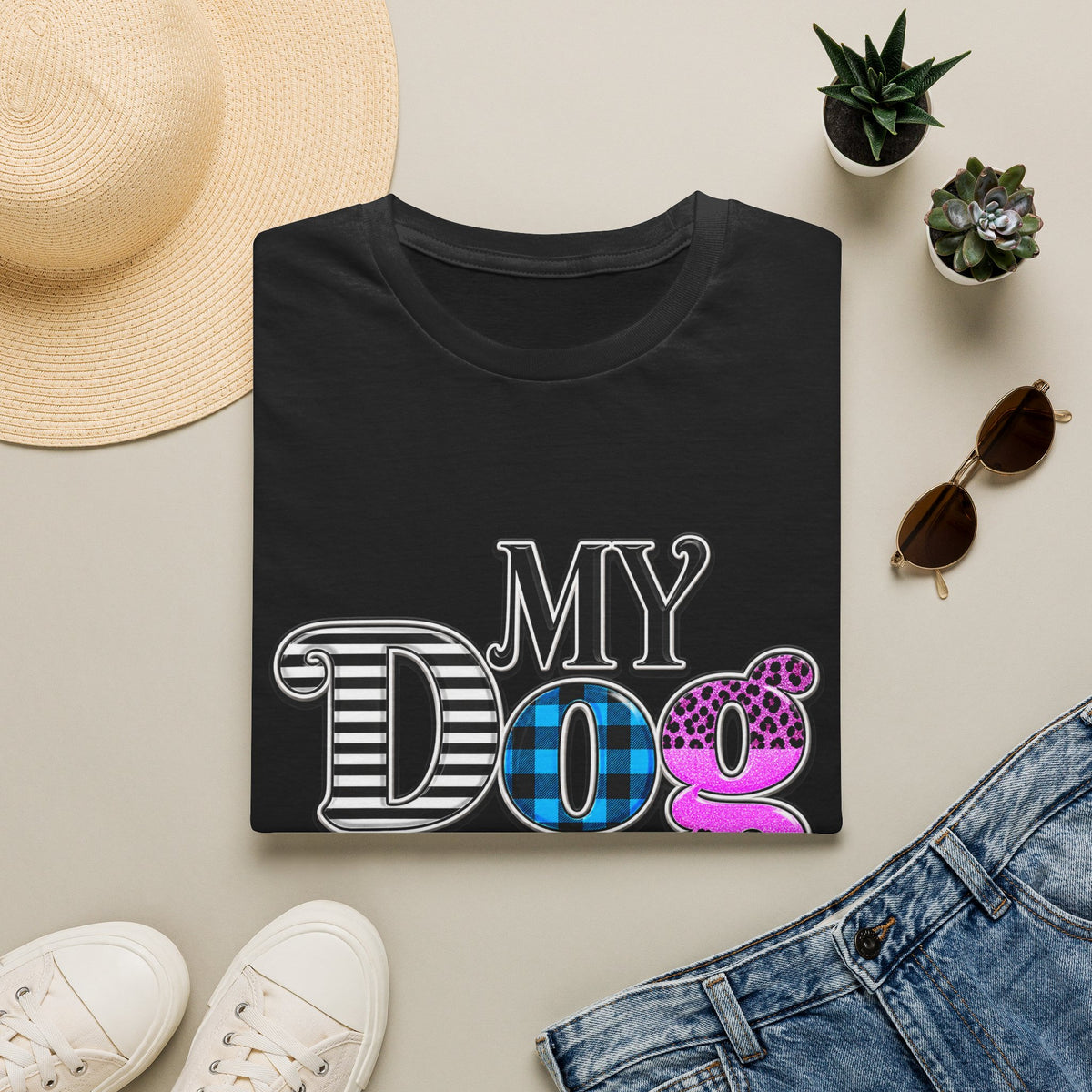 My Dog Is My Heart T-Shirt — Colorful Plaid