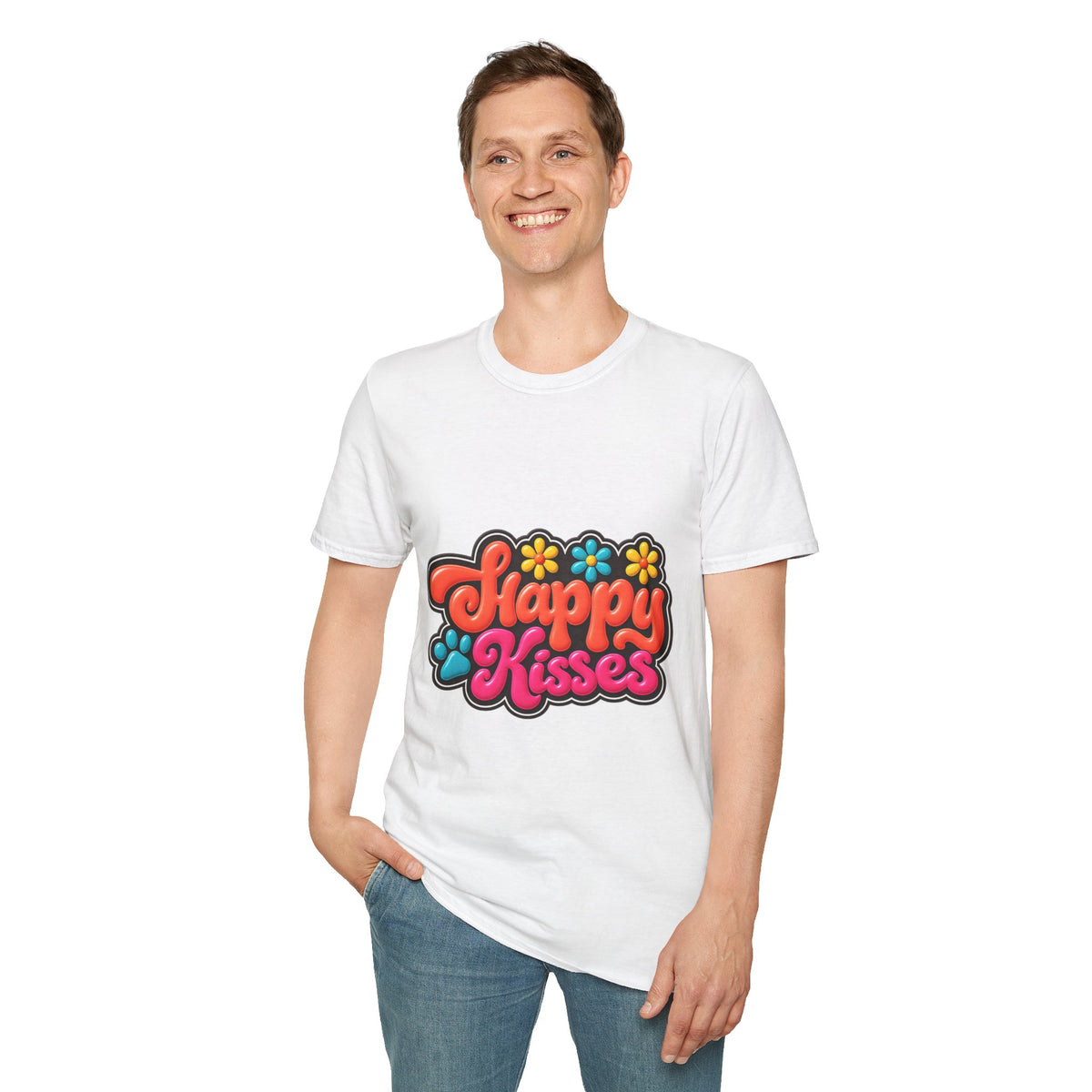 Happy Kisses T-Shirt — Retro Floral Graphic Tee