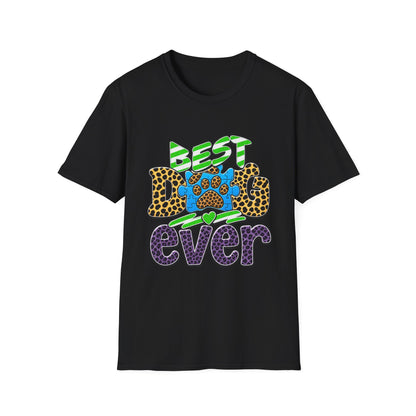 Best Dog Ever T-Shirt — Colorful Leopard & Paw Graphic