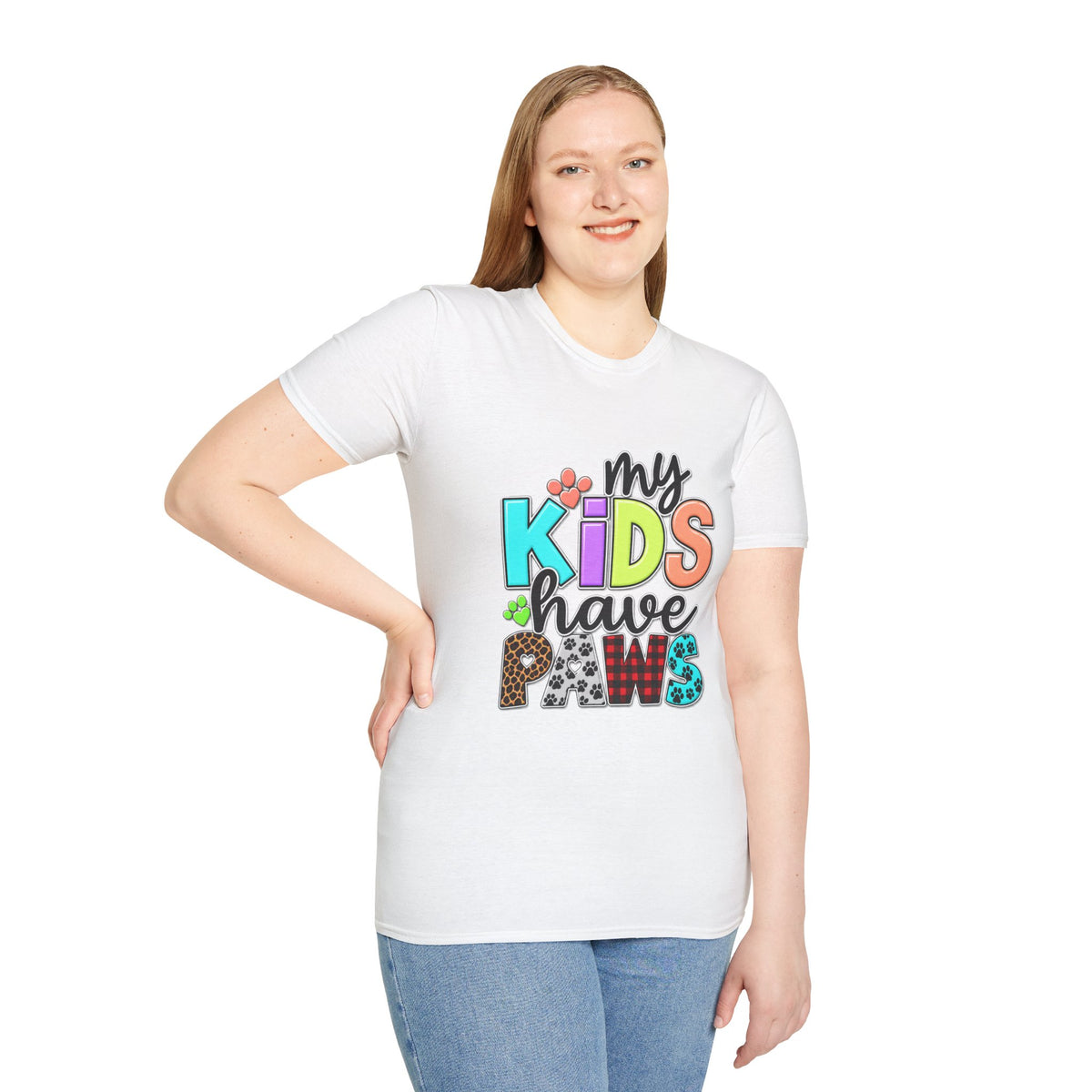My Kids Have Paws T-Shirt — Colorful Pet Parent Mom Tee