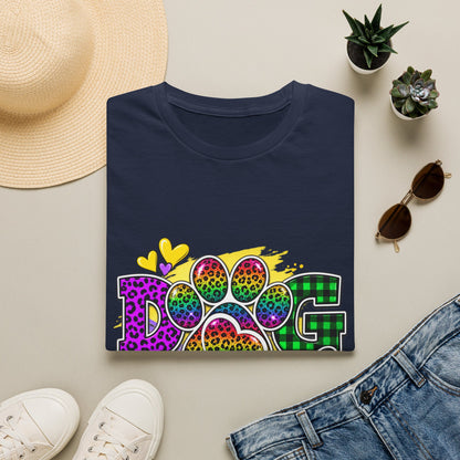 Dog Dad T‑Shirt — Colorful Leopard Paw Graphic Tee for Pet Lovers