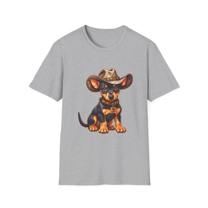 Cowboy Pup T‑Shirt  Cute Dachshund in Western Hat