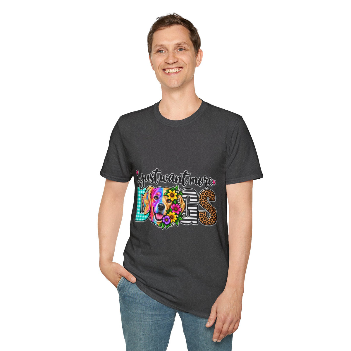 I Just Want More Dogs T-Shirt — Colorful Floral Dog Design