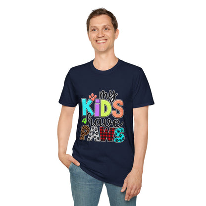My Kids Have Paws T-Shirt — Colorful Pet Parent Mom Tee