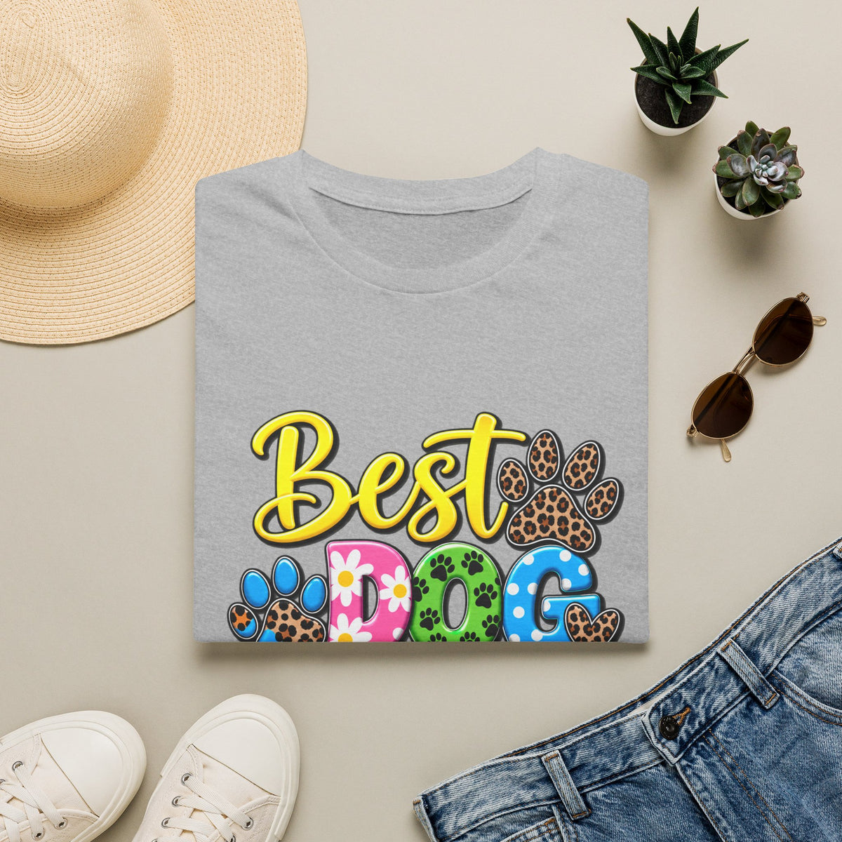 Best Dog Mom Ever T-Shirt — Colorful Paw Print