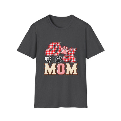 Dog Mom T-Shirt — Red Gingham Paw Graphic Tee