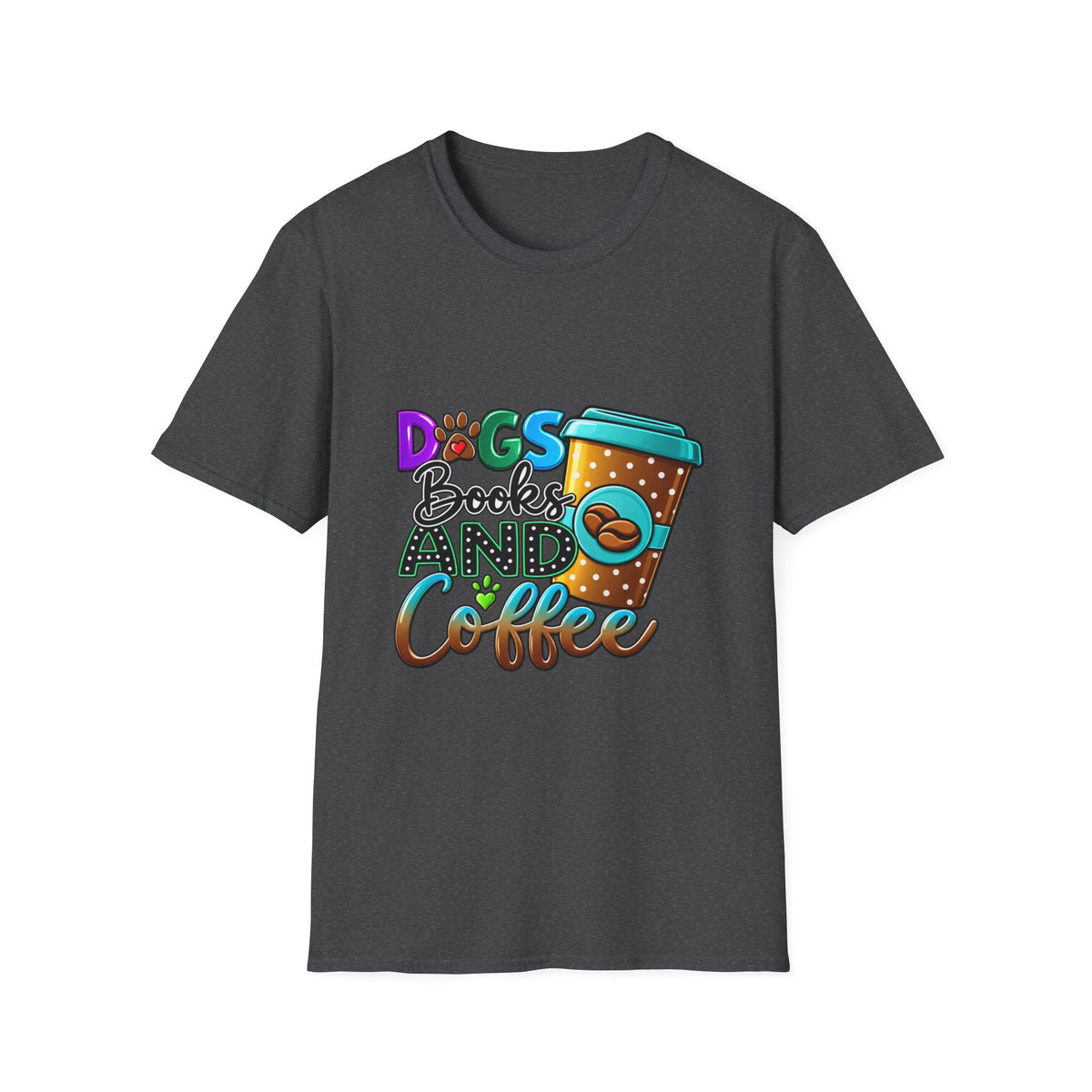 Dogs Books and Coffee T-Shirt