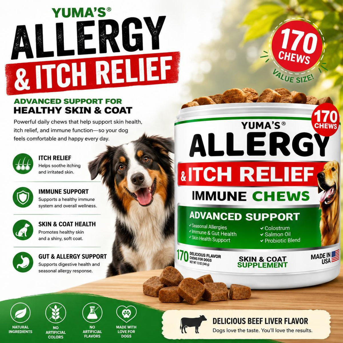 Dog Allergy Relief Chews – Itching Skin Treatment