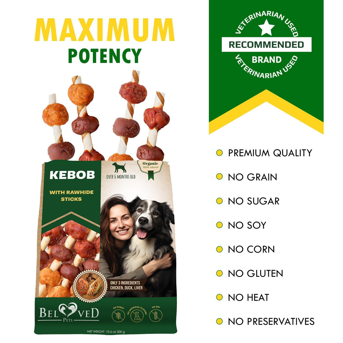 Kabobs Duck & Chicken Rawhide Dog Treats