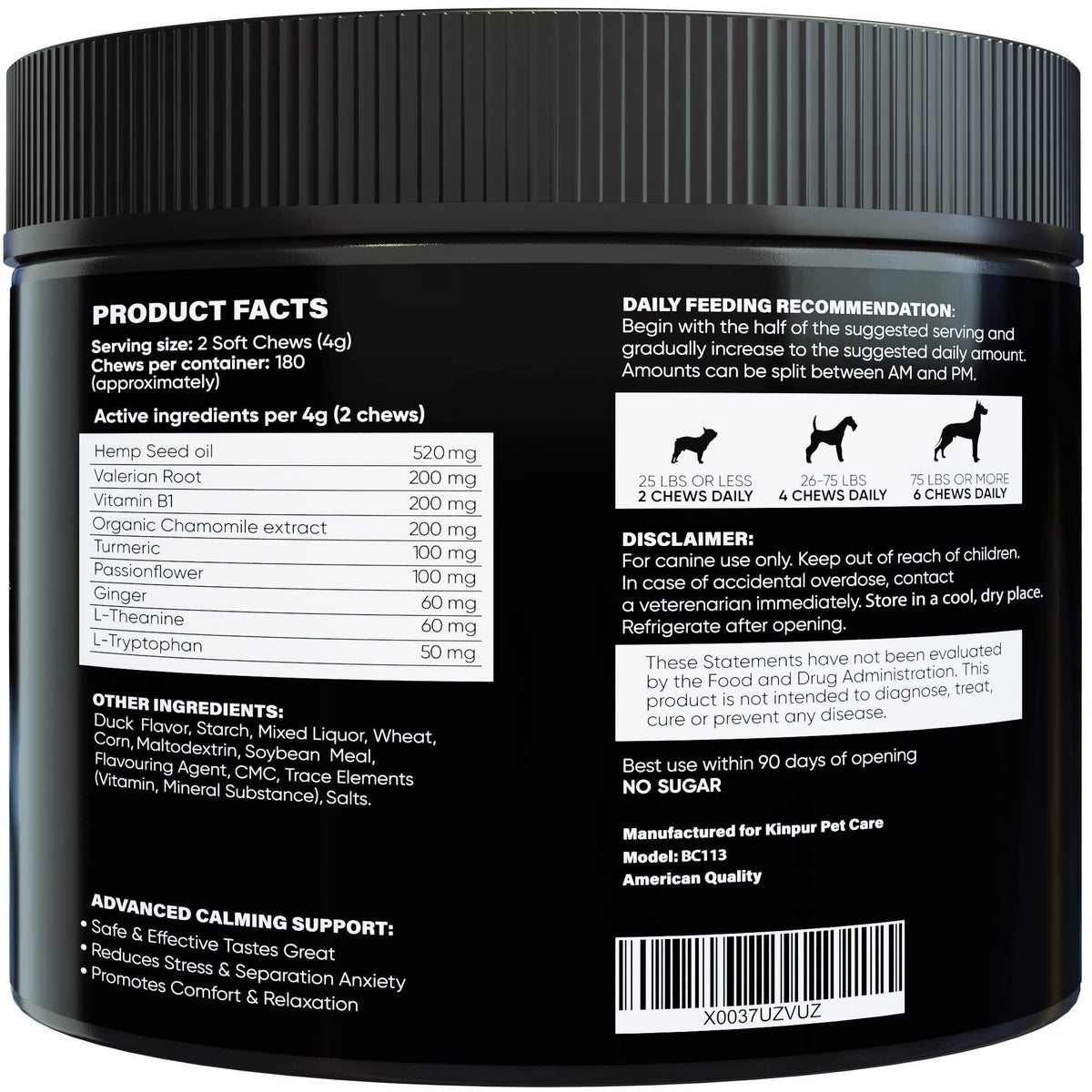 Calming Hemp Chews for Dogs Duck Flavor