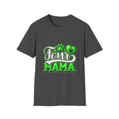 Dog Mama T-Shirt — "Fur Mama" Green Paw Print Tee