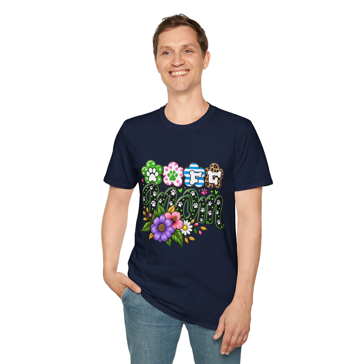 Mom Paw Print Floral T-Shirt  Mother’s Day Pet Lover Tee