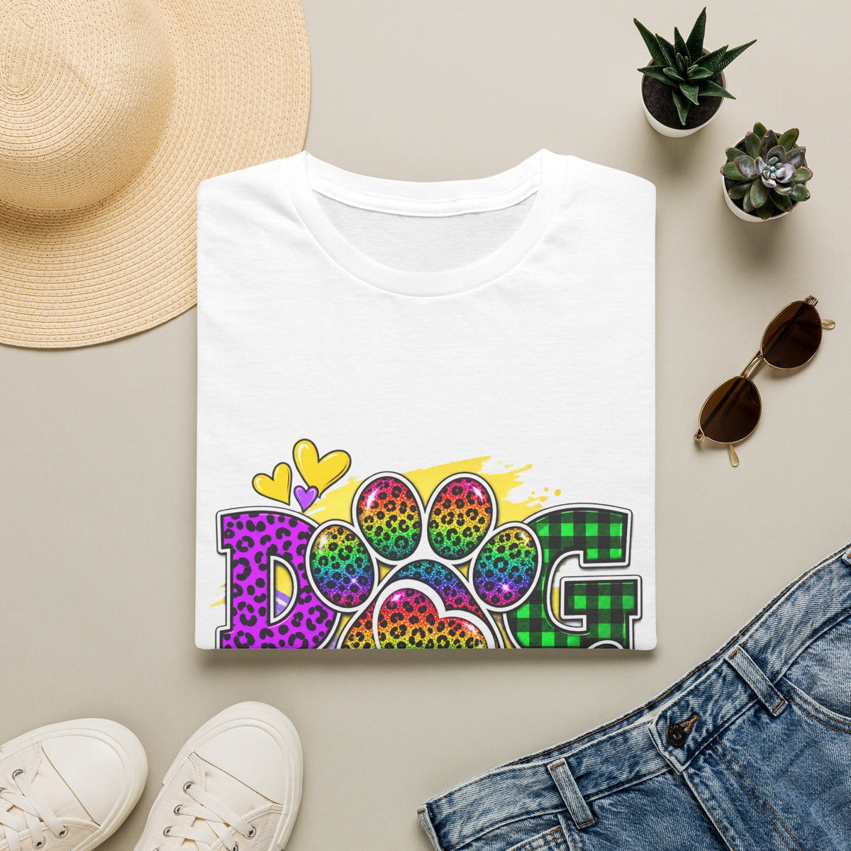 Dog Dad T‑Shirt — Colorful Leopard Paw Graphic Tee for Pet Lovers