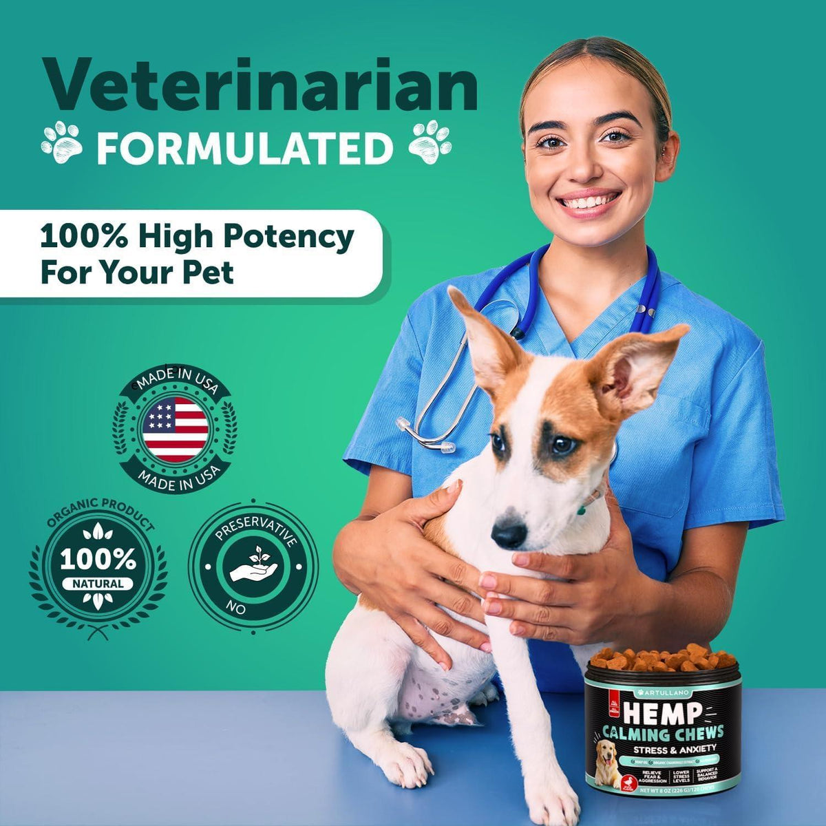 Hemp Calming Chews for Dogs with Turmeric